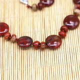 Red Pattern Agates Oblate Jewelry Power Stone Necklace