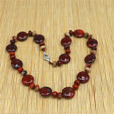 Red Pattern Agates Oblate Jewelry Power Stone Necklace