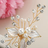 Leaves Flower Crystal Pearls Hairpins Wedding Hair Jewelry Accessories