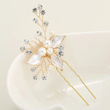Leaves Flower Crystal Pearls Hairpins Wedding Hair Jewelry Accessories