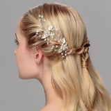 Leaves Flower Crystal Pearls Hairpins Wedding Hair Jewelry Accessories