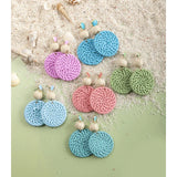 Rattan Raffia Tassel Pendant Earrings Women's Summer Beach Jewelry