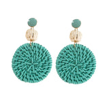 Rattan Raffia Tassel Pendant Earrings Women's Summer Beach Jewelry