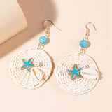 Rattan Raffia Tassel Pendant Earrings Women's Summer Beach Jewelry