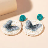 Rattan Raffia Tassel Pendant Earrings Women's Summer Beach Jewelry