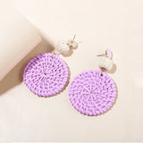 Rattan Raffia Tassel Pendant Earrings Women's Summer Beach Jewelry