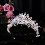 Silver Crystal Tiara Crown Earrings Set Wedding Bridal Hair Accessories