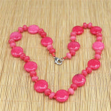 Red Agates Flat Round Power Stone Necklace - 30 Colors