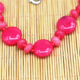 Red Agates Flat Round Power Stone Necklace - 30 Colors
