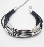 Handmade Charm Bracelet Leather Stainless Steel