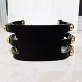 Hot Punk Choker Necklace Three Row Goth Gold Rivet Collar