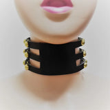Hot Punk Choker Necklace Three Row Goth Gold Rivet Collar