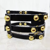 Hot Punk Choker Necklace Three Row Goth Gold Rivet Collar