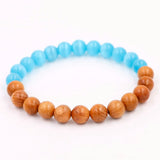 Healing Natural Wood and Opal Charm Bracelet - Stone Buddha Bracelet