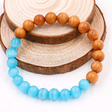 Healing Natural Wood and Opal Charm Bracelet - Stone Buddha Bracelet