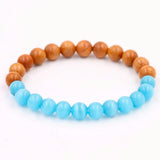 Healing Natural Wood and Opal Charm Bracelet - Stone Buddha Bracelet