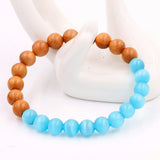 Healing Natural Wood and Opal Charm Bracelet - Stone Buddha Bracelet