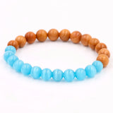 Healing Natural Wood and Opal Charm Bracelet - Stone Buddha Bracelet
