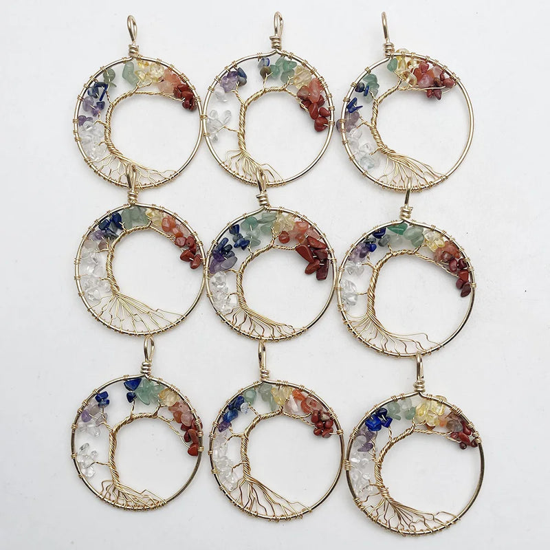 Healing Tree of Life 50MM Pendant Natural Stone Chakra Reiki