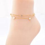 Heart Anklets Jewelry for Women Shell Chain Double Summer Beach Gift