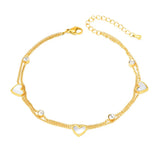 Heart Anklets Jewelry for Women Shell Chain Double Summer Beach Gift