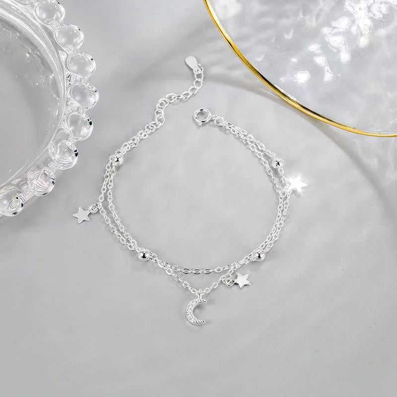 Heart Bracelet for Women Vintage Charm Adjustable Bracelet Star Bell