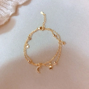 Heart Bracelet for Women Vintage Charm Adjustable Bracelet Star Bell