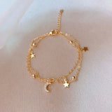 Heart Bracelet for Women Vintage Charm Adjustable Bracelet Star Bell
