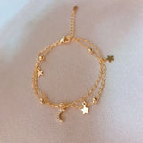 Heart Bracelet for Women Vintage Charm Adjustable Bracelet Star Bell