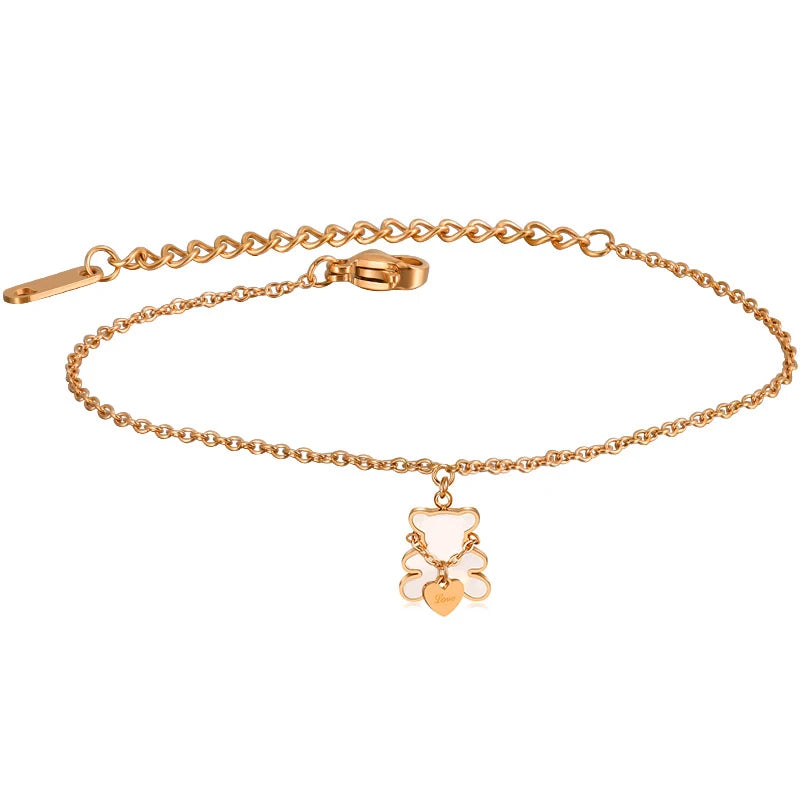 Heart Charm Stainless Steel Bracelet Vintage Plating Chain Punk Hand Jewelry