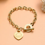 Heart Charm Stainless Steel Bracelet Vintage Plating Chain Punk Hand Jewelry