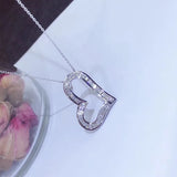 Heart Choker 925 Sterling Silver Full Zircon Pendant Necklace for Women