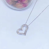 Heart Choker 925 Sterling Silver Full Zircon Pendant Necklace for Women