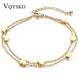 Heart Double Layer Bracelet Stainless Steel Chain Bracelets