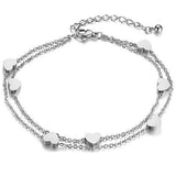 Heart Double Layer Bracelet Stainless Steel Chain Bracelets