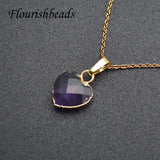 Heart Necklaces Metal Chain Labradorite Amethyst Pendant Choker Necklace