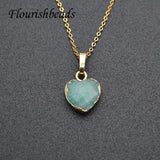 Heart Necklaces Metal Chain Labradorite Amethyst Pendant Choker Necklace