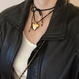 Heart Pendant Necklace Bowknot Choker Chain Jewelry