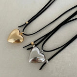 Heart Pendant Necklace Bowknot Choker Chain Jewelry