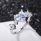 Heart Rhinestones Zircon Engagement Band Ring for Women