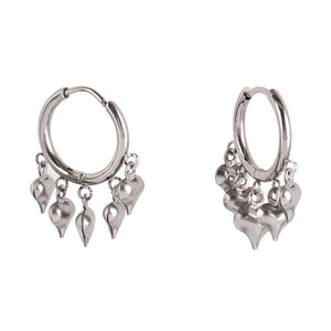 Heart Smiling Face Hoop Earrings Stainless Steel Star Pendant Jewelry