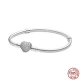Heart Snake Bone Chain 925 Sterling Silver Bracelet