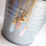 Pink Crystal Quartz Necklace Pendant