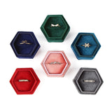 Hexagonal Flannel Jewelry Box Ring Earrings Velvet Box