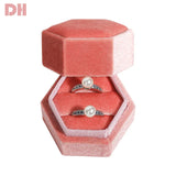 Hexagonal Flannel Jewelry Box Ring Earrings Velvet Box