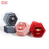 Hexagonal Flannel Jewelry Box Ring Earrings Velvet Box