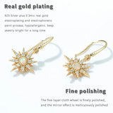 Sun Shape Opal Hook Earrings 925 Silver Plated Dangle Earrings