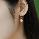 Sun Shape Opal Hook Earrings 925 Silver Plated Dangle Earrings