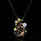 Zircon Goose Egg-Shaped Earrings Necklace Set