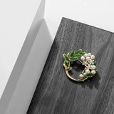 Dripping Glaze Lily Of The Valley Pearls Brooch Gardenia Brooch